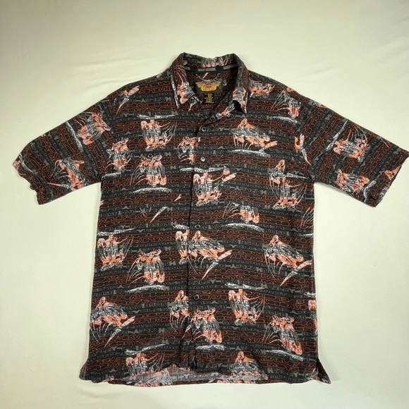 Harley-Davidson Motorcycle Button Up Shirt Short‎ Sleeve Havana Mens M Tall - Picture 1 of 7